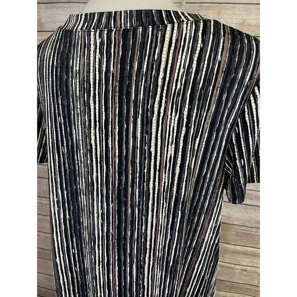 Apt 9 Large NWT Dress Striped Stretchy Liquid Knit Textured Black Brown Career - Picture 5 of 9